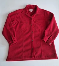 Lady Hathaway Fleece Jacket Womens Medium  Bright Red Button Up Jacket