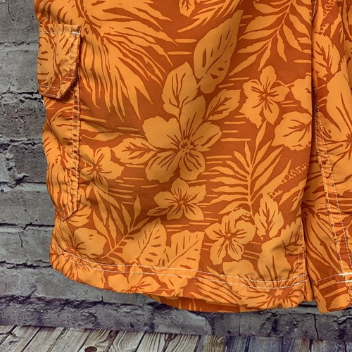 Lands End Swim Trunks Mens Large Orange Floral Drawstring Waist Mesh Lined - Bild 5 von 12