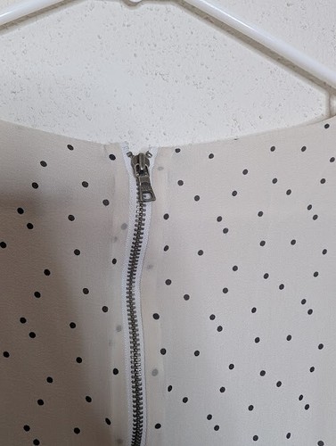 Alice & Olivia Small Employed Black White Dress Lined Chiffon Silk Polka Dot - Picture 3 of 5