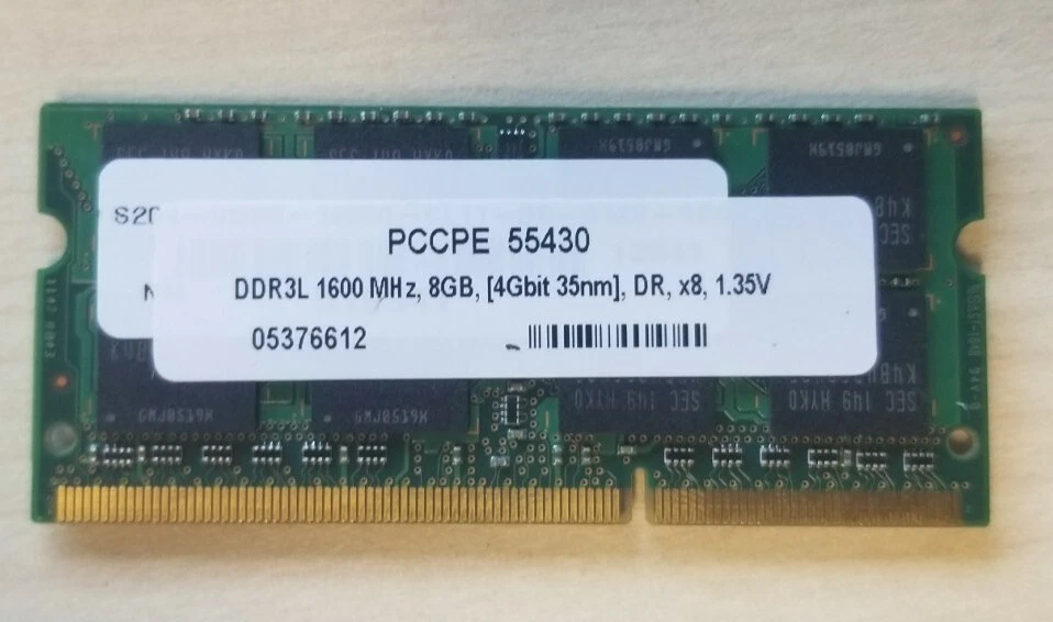 Samsung 8GB PC3L-12800 DDR3 1600 204-Pin So Dimm Memory Module M471B1G73BH0-YK0 - Image 2 of 2