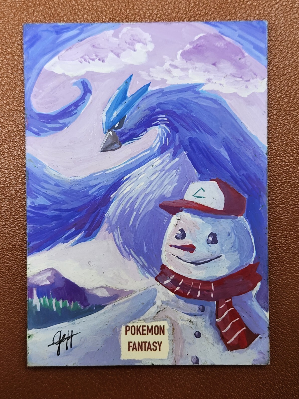 Tarjeta de boceto de fantasía Pokémon muñeco de nieve de Articuno por Jeff Valeyo arte completo juego de cartas coleccionables