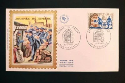 1971 La Poste aux Armées 1914-18, COURBEVOIE , enveloppe Soie 1er jour fdc - Photo 1/3