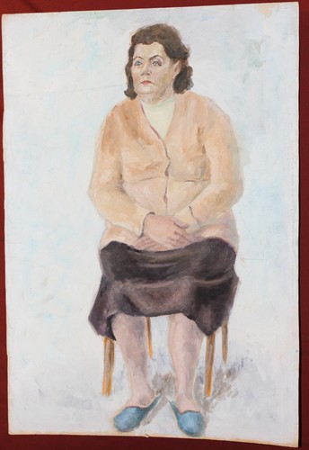 Pintura gouache original vintage retrato mujer - Imagen 4 de 15