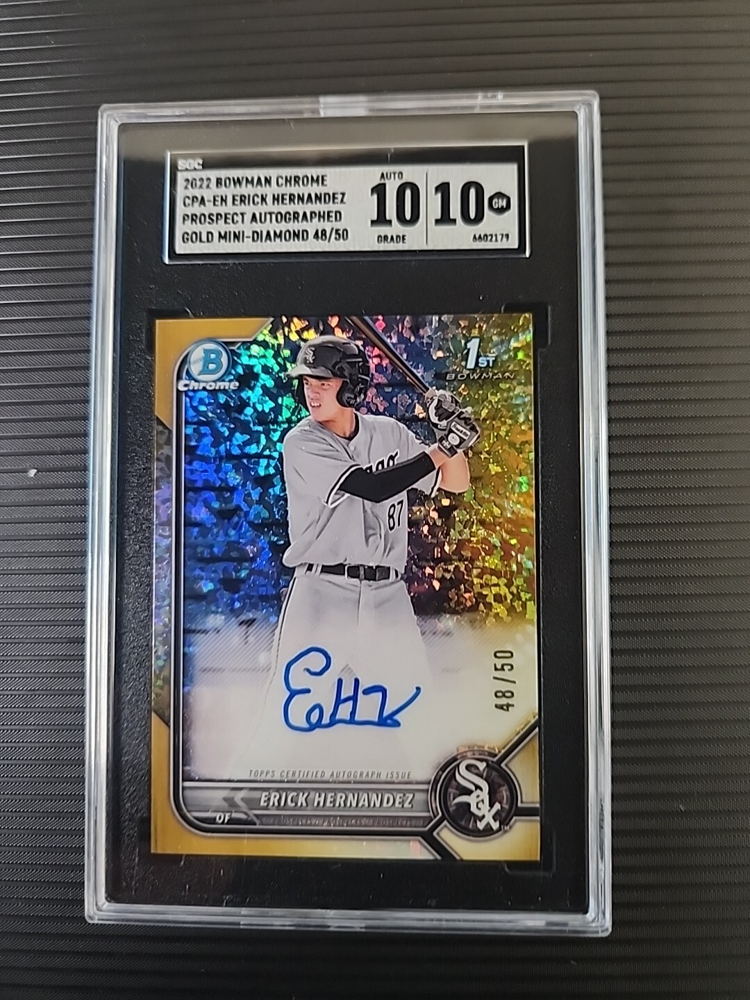 2022 Bowman Chrome Erick Hernandez Gold Mini-Diamond Refractor Auto 48/50 CPA-EH