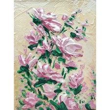 Original Artwork Impasto Handmade Floral Still Life Acrylics Impressionism Small