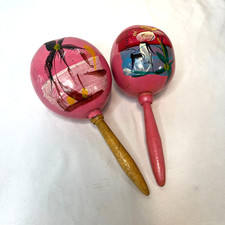 Vintage Hand Painted Mexican Maracas