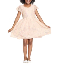 Girls' Flutter Sleeve Sequin Classic Fit Dress - Cat & Jack Dusty Pink XXL