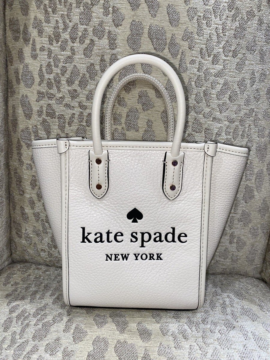 New KATE SPADE Ella Mini Tote Parchament Off White Leather Purse