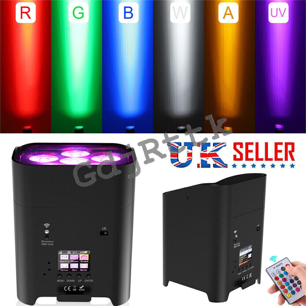 Rechargable Smart WIFI+APP RGBWA+UV LED Par Light  DMX Stage DJ Show Uplighter