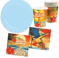 Hawaii Party Tisch-Deko Grillparty Geburtstag Teller Becher Servietten 26 Tlg.