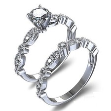 2CT Round Lab Created Diamond Bridal Wedding Engagement Ring 14K White Gold Over