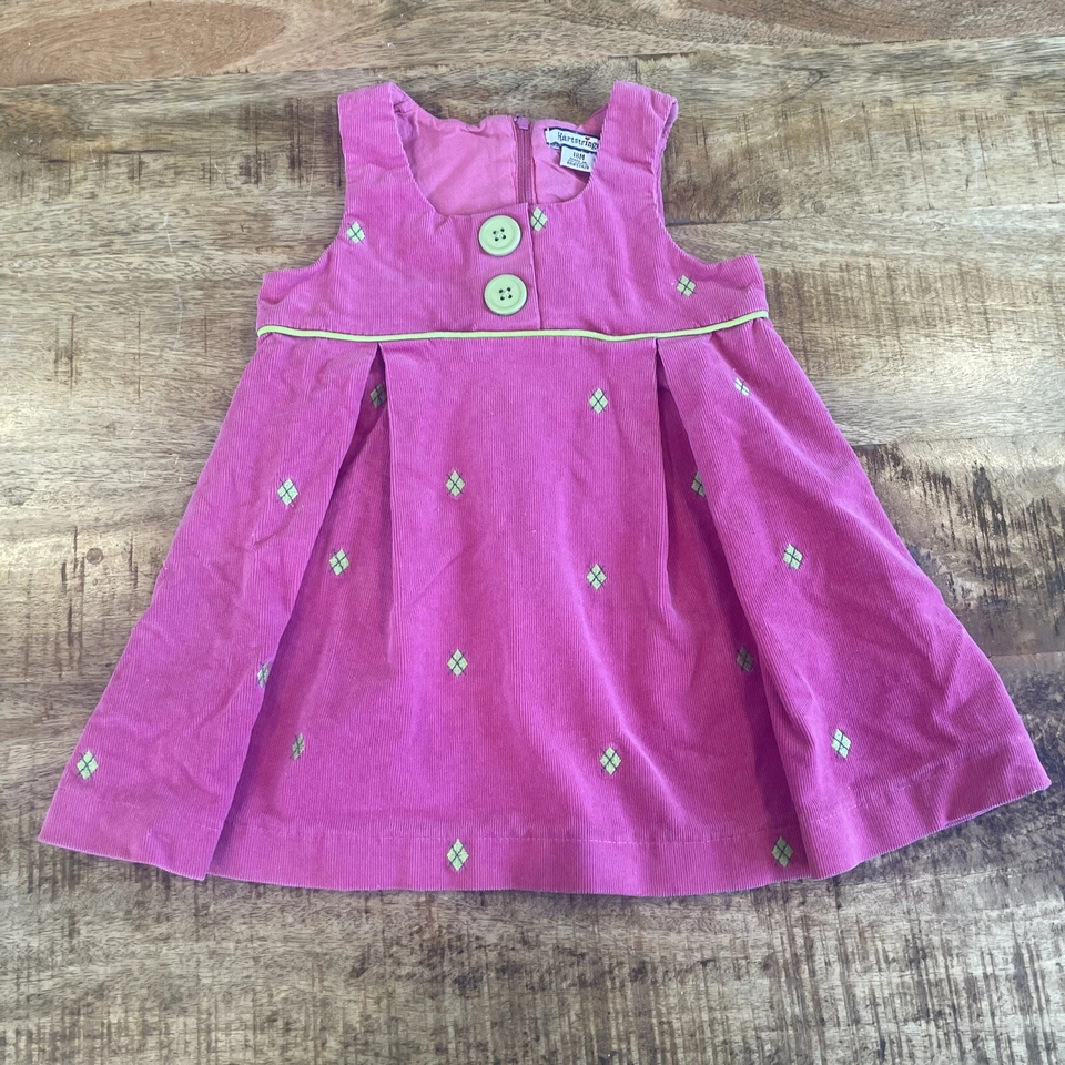 Vestido Hartstrings Bebé Niña Talla 18 Meses Rosa Pana Bordado Diamantes Foto 2 de 4