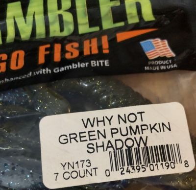 Gambler Go FishBait #YN173 Why Not Green Pumpkin Shadow-1pk of