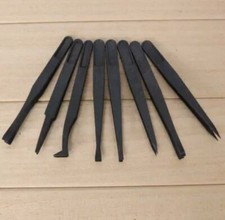 Craft Hobby Precision Tool Black Plastic Tip Anti-static Tweezers ESD 8PCS SET