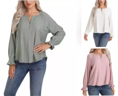Frye Women's Textured Long Sleeve Peasant Blouse