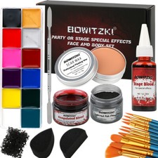 Bowitzki Halloween Special Effects Makeup Set 12 color Oil Face Paint Fake Blood