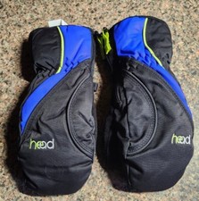 HEAD Junior Black Blue Boys Insulated Ski Mittens Winter Gloves size Small 4-6T