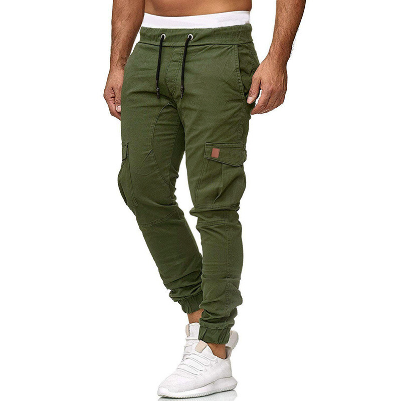 Mens Cargo Pants Work Casual Cotton Jogger Sports