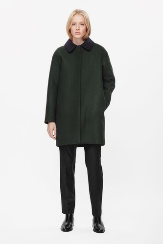 COS Oversized Wool-mix Coat, Emerald 