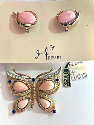 Rare Jewels By Trifari Butterfly Brooch and Earring Set - Original Tags