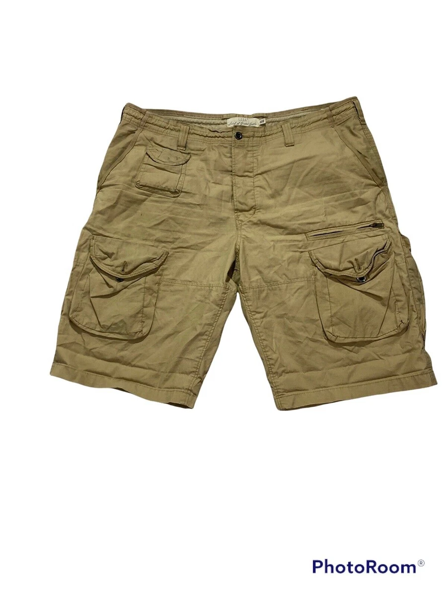 H&M L.O.G.G safari khaki cargo shorts men 36 all cotton made in bangladesh