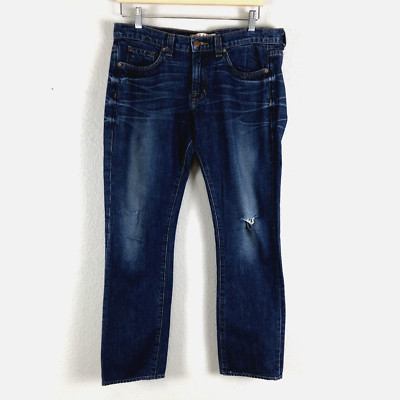 J Brand Jeans Womens 28 Blue Denim Domino Cotton Straight Mid Rise Destroyed
