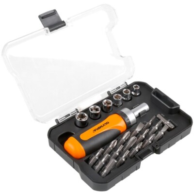1/4 Ratcheting Screwdriver Bit Set with Socket Set&Ratchet Handle Set,23-pieceMu
