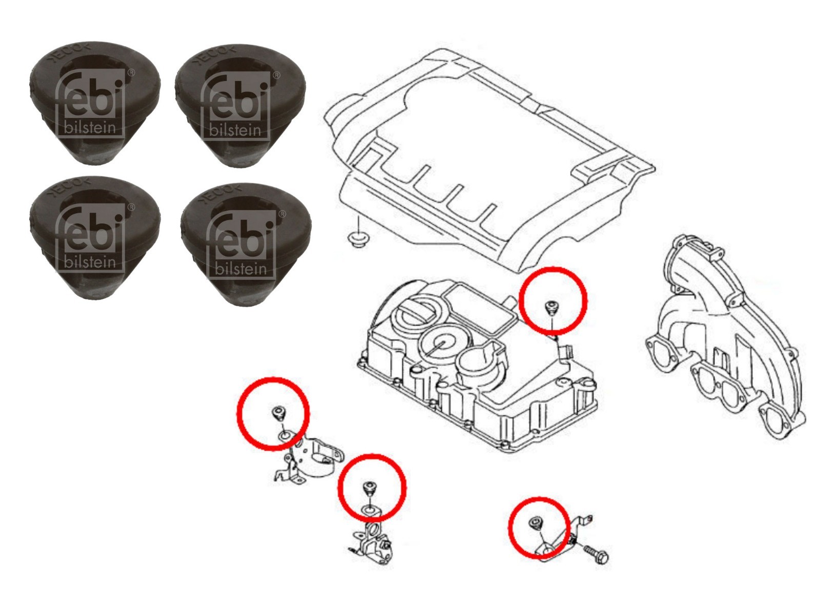 4x Engine Cover Rubber Sockets / Grommets FEBI BILSTEIN 38850 eBay
