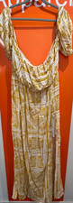 Pretty Little Thing Plus Yellow Paisley Tile Print Bardot Maxi Dress, Size 20,sf