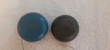 2-Vintage Wooden YoYo's , fli-back blue and red , and duncan black and red