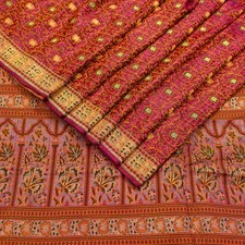 Vintage Sari Pink Heavy Wedding Pure Satin Silk Woven Banarasi Tanchoi Saree 5Yd