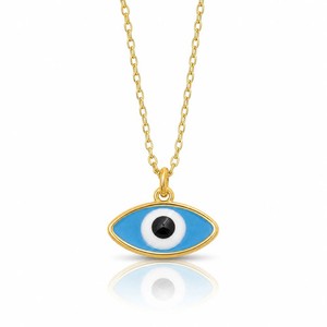 Authentic Sterling Silver Gold-Plated Enamel Evil Eye With 1in Ext. Necklace
