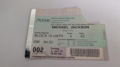 Michael Jackson, Ticket Konzertkarte - Bremen