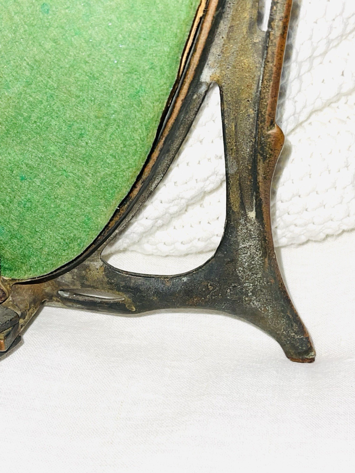 Antique Wrought Iron Art Nouveau Gilt Ornate Vanity Mirror Bronze Rose 16" H