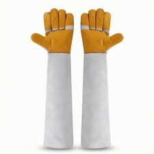 Suede Work Gloves Reinforced-Palm Gauntlet Gloves Long-Lasting for Welders