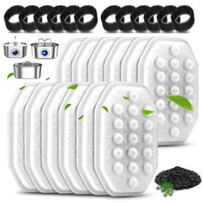 12 Pack Cat Water Fountain Filters with 12 Pack Pre-Filter Sponges Set for 3....