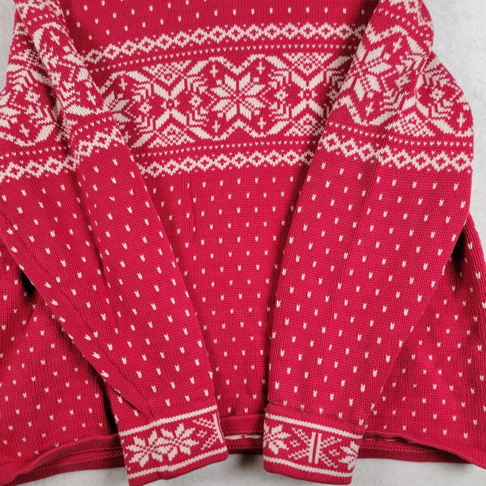 Suéter copo de nieve Lands End rojo y blanco para niños talla L 14-16 Foto 4 de 4