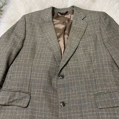 Jos A Bank cappotto sportivo uomo 43R misto lana seta blazer pied de poule marrone a quadri - Foto 4 di 8