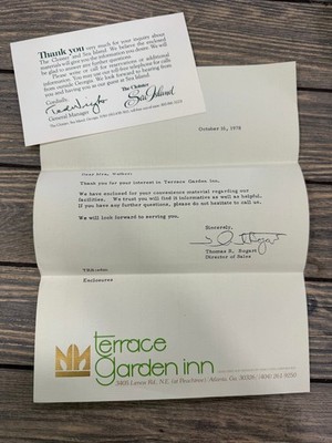 1978 Terrace Garden Inn Atlanta GA & The Cloister Sea Island Hotel Ephemera Lot