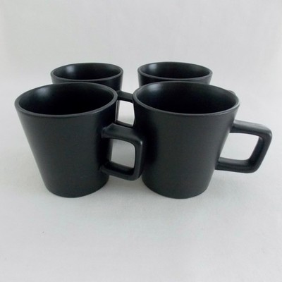 FOUR CLASSY ''STONE AND LAIN'' MATTE GREY MUGS, STONEWARE