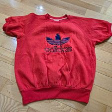 80s adidas Originals Trefoil Logo Shortsleeve Sweatshirt Red Cotton M