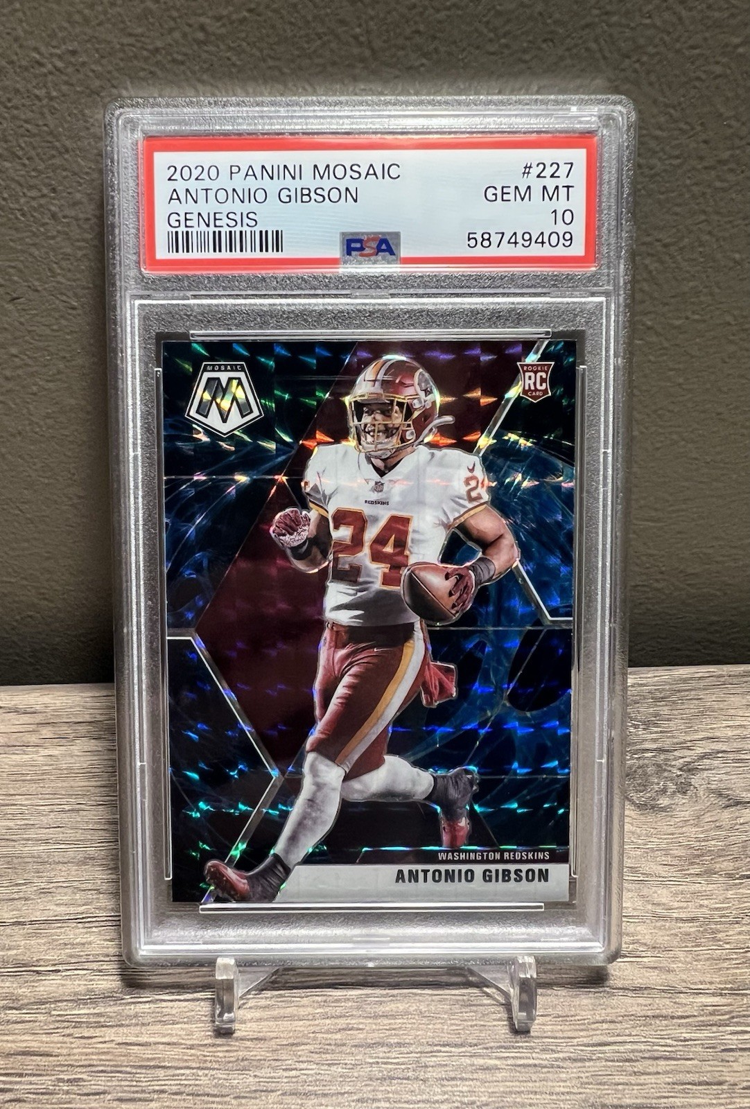 2020 Panini Mosaic Antonio Gibson Genesis #227 PSA 10 POP 18