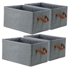 4 Pcs Fabric Storage Bins, Organization Baskets for Shelves, 15" Linen Closet 