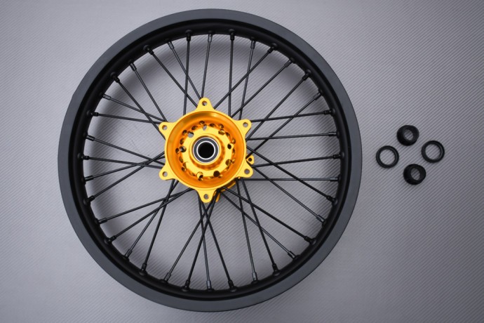 Roue arrière Suzuki RMZ 450 jaune 2.15x19 pour remplacer votre jante cross voilée ou abîmée