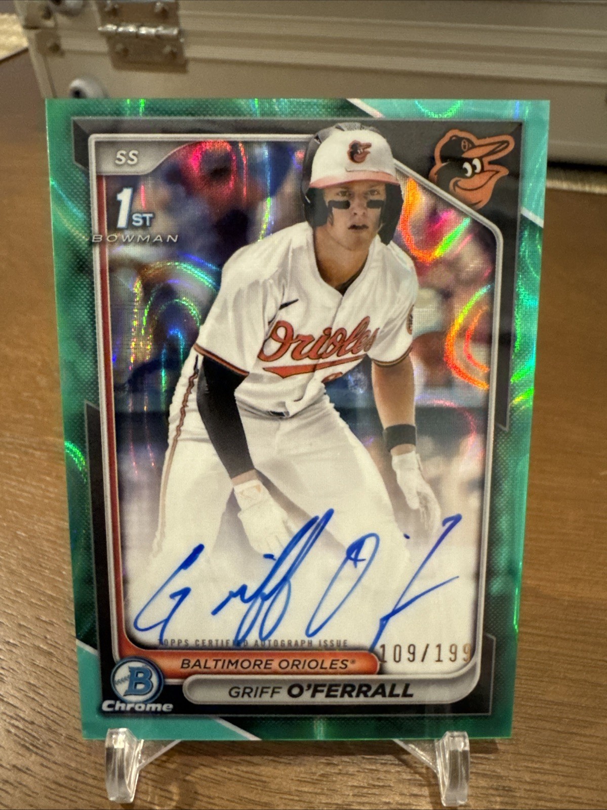 Griff O’Ferrall 2024 Bowman Draft Chrome 1st Aqua Lava Auto /199 RC Orioles