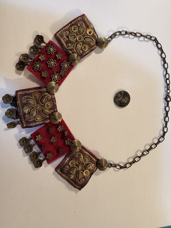 Vintage Handmade Turkish Ethnic Necklace Ottoman Style Bridal Jewelry Felt 