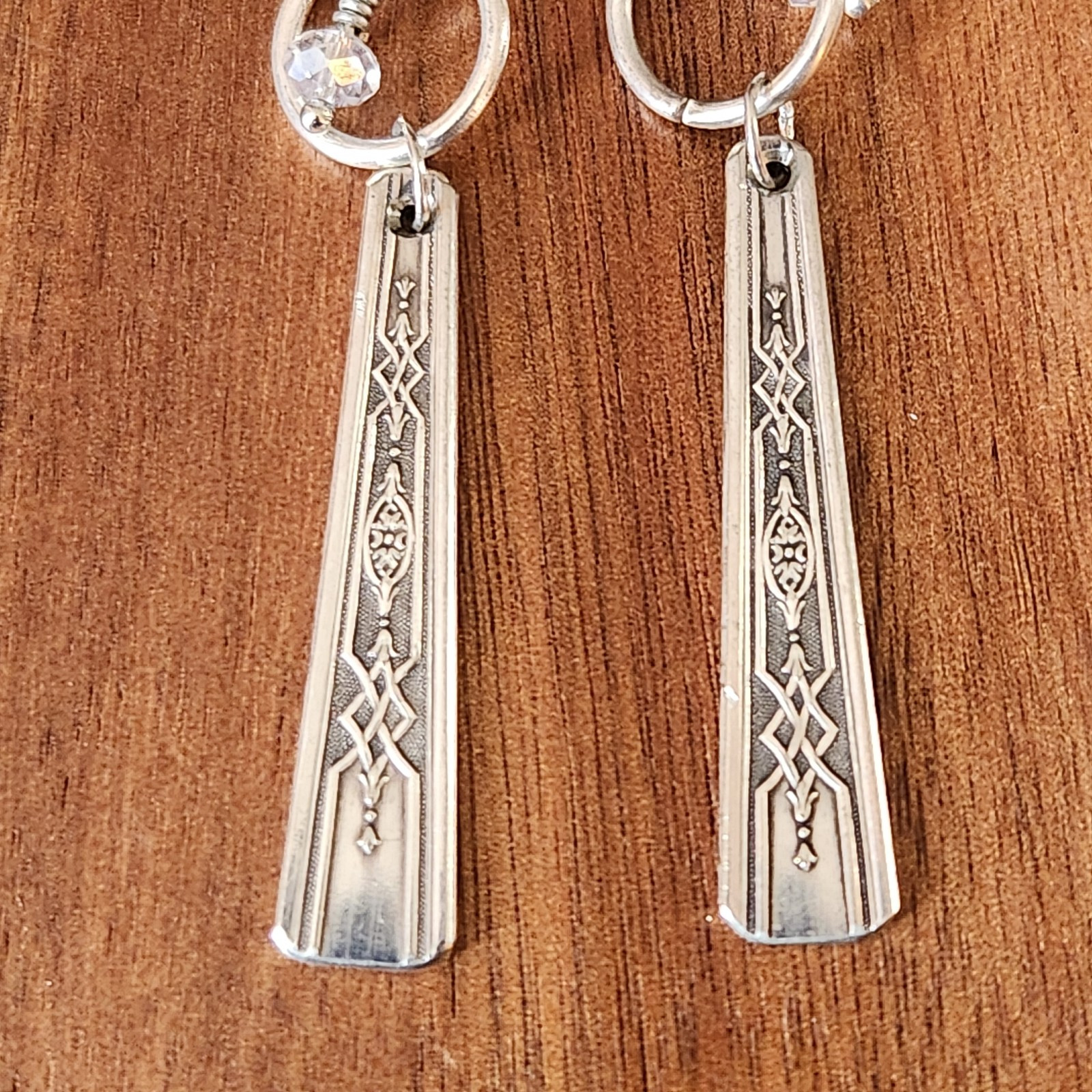 Silverware Dangling Earrings Community Beaded Fla… - image 3