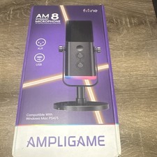 FIFINE Ampligame AM8 Dynamic USB XLR Cardioid Desktop Microphone Black RGB