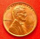1936-P Lincoln Wheat Cent Penny GEM RD BU From an Original Bank Roll