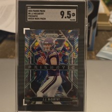 Panini 2024 Prizm Prizmatic Green Wave #8 J.J. McCarthy Rookie SGC 9.5 Vikings